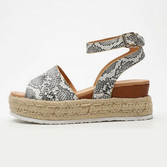 Snake Skin Print Espadrilles Sandals - Picture 6 of 8